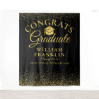 Black And Gold Modern Graduation Photo Backdrop