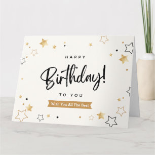 Black and Gold Modern Happy Birthday Greeting Card