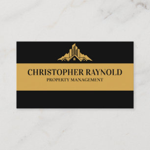 Black and Gold Modern Minimal Real Estate Business Card