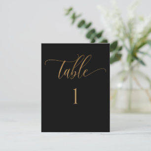 Black and Gold, Modern Minimalist Table Number