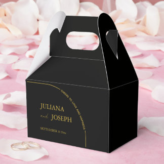 Black and Gold Modern Minimalist Wedding Favour Box