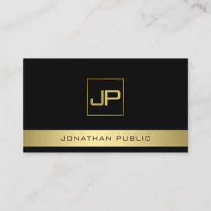 Black And Gold Modern Monogram Elegant Template Business Card