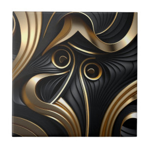 Black and gold modern pattern tile