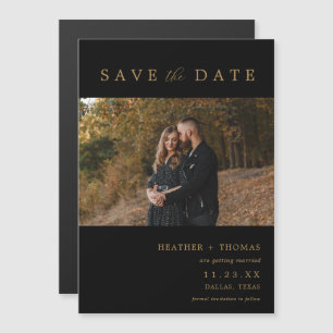 Black and Gold Modern Photo Save The Dates Magnet