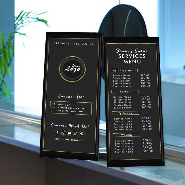 Black and Gold Modern Salon Add Logo Services Menu (Creator Uploaded)