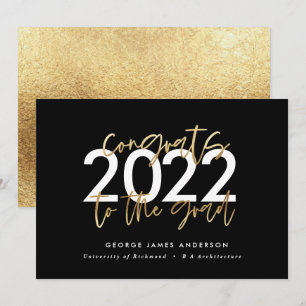 Black and gold modern script stylish graduation 