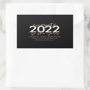 Black and gold modern script stylish graduation  s rectangular sticker
