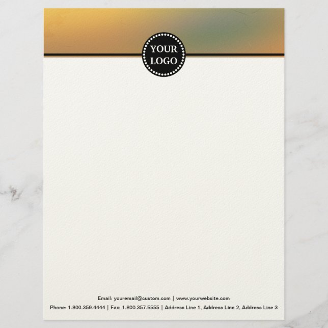 Black and Gold Modern Stationary Custom Monogram L Letterhead (Front)