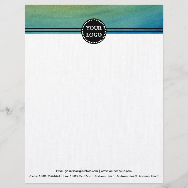 Black and Gold Modern Stationary Custom Monogram Letterhead (Front)