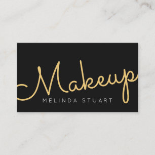 Black and Gold Modern Typography Makeup Artist Business Card