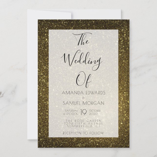 Black and Gold Modern Wedding Invitation (Front)