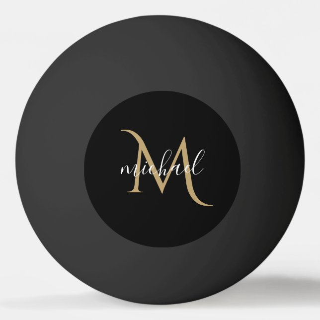 Black and Gold Monogram Elegant Luxury   Ping Pong Ball (Front)