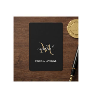 Black and Gold Monogram Elegant Luxury Playing Cards