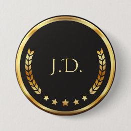 Black and Gold Monogram |Event & Poker Night 7.5 Cm Round Badge