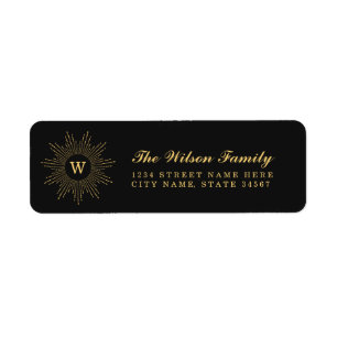 Black and Gold Monogram Return Address Labels