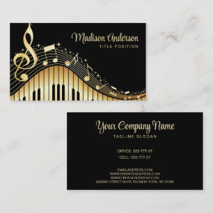 Black And Gold Music Notes Design Business Card