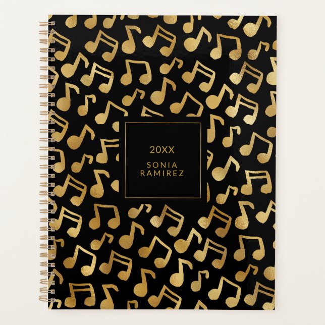 Black and Gold Music Notes Planner (Front)