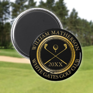 Black and Gold Name And Club Name Date Magnet