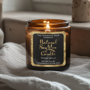 Black and gold natural soy wax candle label