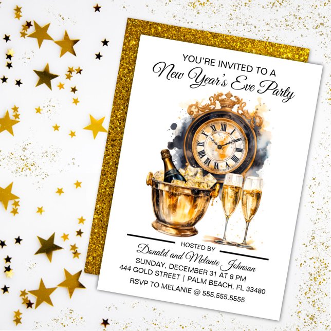 Black and Gold New Year’s Eve Party Invitation (Creator Uploaded)