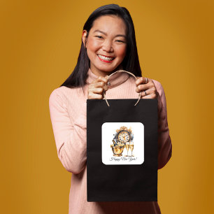 Black and Gold New Year’s Eve Square Sticker