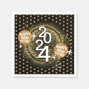 Black and Gold New Year's - Customise Napkin