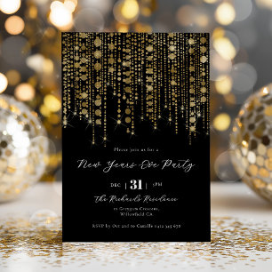 Black and Gold New Years Eve Party  Invitation
