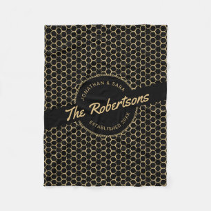 Black and Gold Newlywed Keepsake Christmas Fleece Blanket