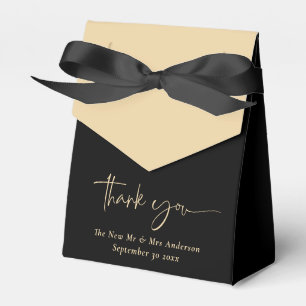 Black and Gold Newlywed Wedding Thank You Favour Box