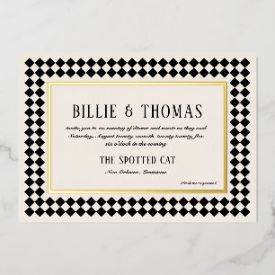 Black and Gold on Ivory Chequerboard Border Jazz