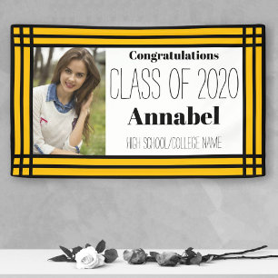 Black and Gold One Photo Geometric Grad Banner