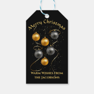 Black and Gold Ornaments Merry Christmas Holiday  Gift Tags