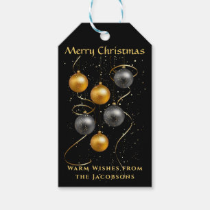 Black and Gold Ornaments Merry Christmas Holiday  Gift Tags