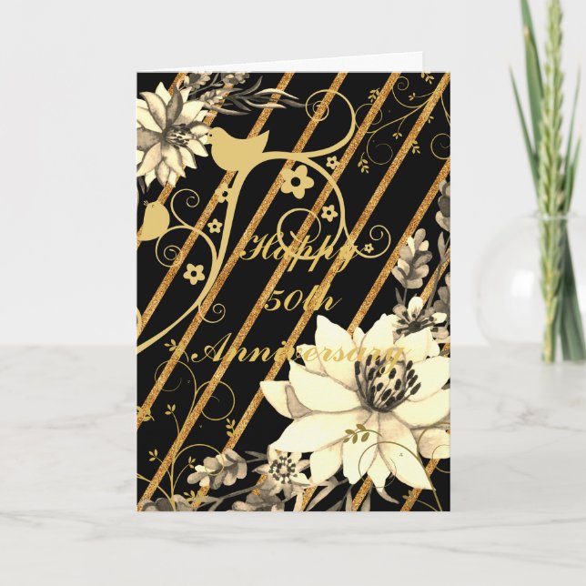 Black and Gold Ornate Personalised Card (Front)