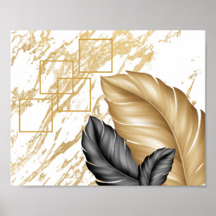 Black and Gold Palm Leaves Tropical Printable Art Poster