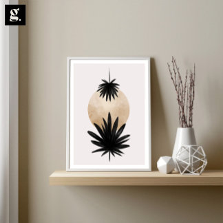 Black and Gold Palm Tree, Plant Artwork, Wall Deco Poster