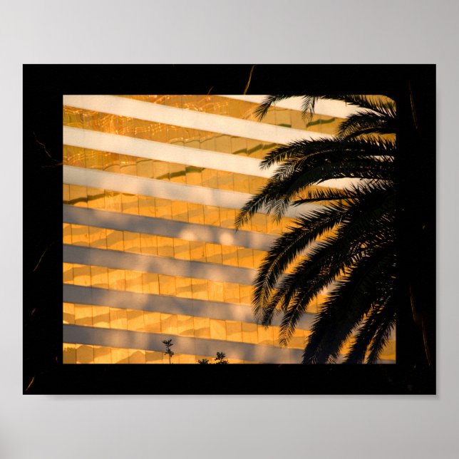 Black and Gold Palm Tree Tropical Printable Art  Poster (Front)