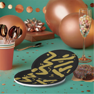 Black and Gold  Paper Plate