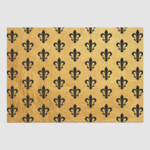 black and Gold Parisian French Fleur de Lis Paris Tissue Paper