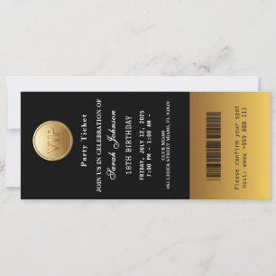 Black and Gold Party Ticket Invitation
