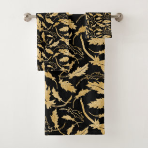 Black and Gold Pattern  Bath Towel Set