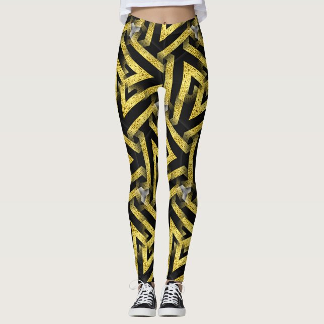 Black and Gold Pattern Leggings ★Funky Zebra★ (Front)