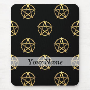 Black and gold pentagram mouse pad