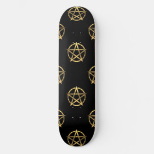 Black and gold pentagram skateboard