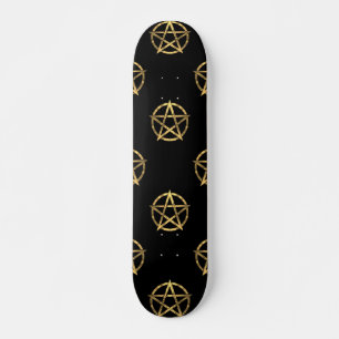 Black and gold pentagram skateboard