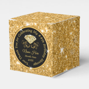 Black and Gold Personalised Birthday Favour Boxes