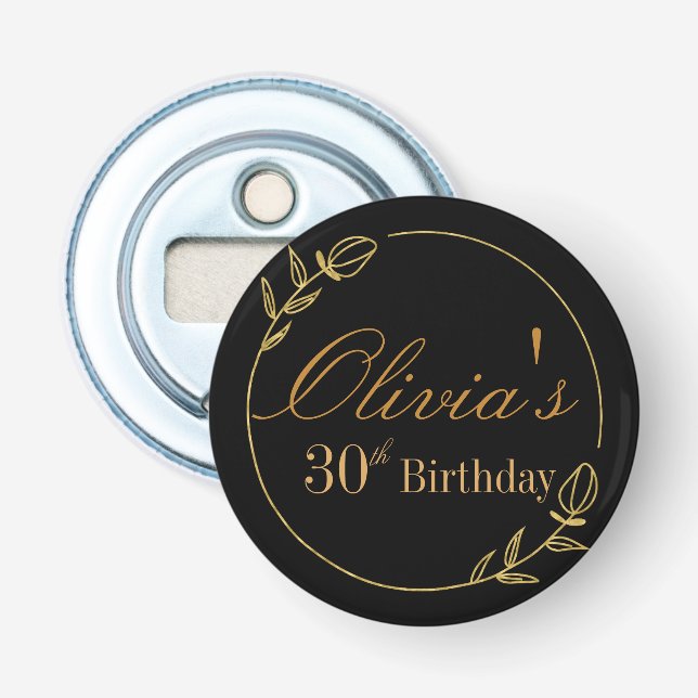 Black and Gold Personalised Bottle Opener (Front)