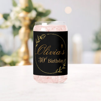 Black and Gold Personalised Can Glass