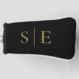 Black And Gold Personalised Elegant Monogram Golf Head Cover
