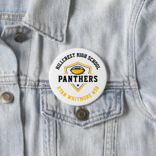 Black and Gold Personalised Football Team Spirit 7.5 Cm Round Badge